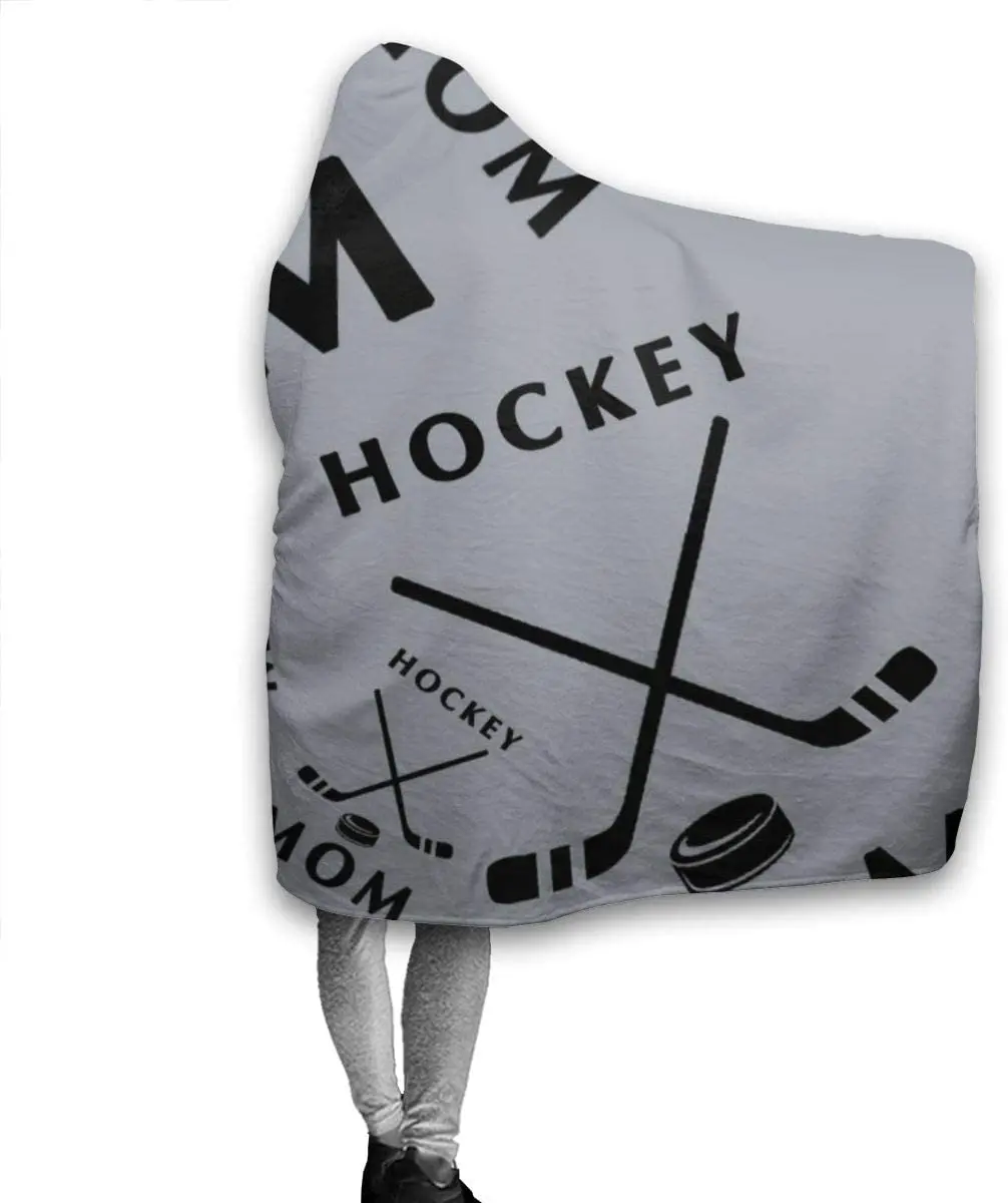 Hockey Mom Womens Hooded Blanket Super Soft Flannel Blanket Hooded Throw Wrap Blanket Hooded Robe Hooded Cloak for Adults Kids