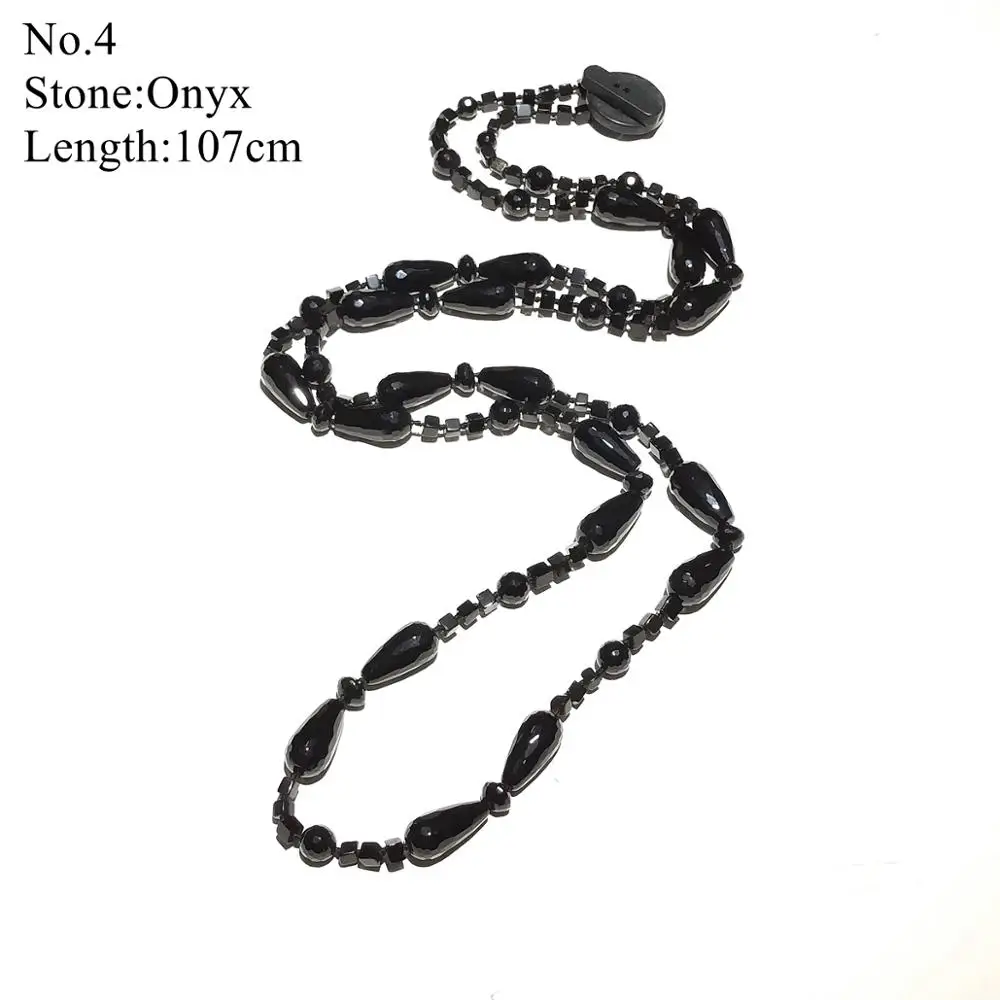 LiiJi Unique Stocksale Necklace Onyx Agatess Black color Long Necklace Only 1PCS each stock Jewelry for Women