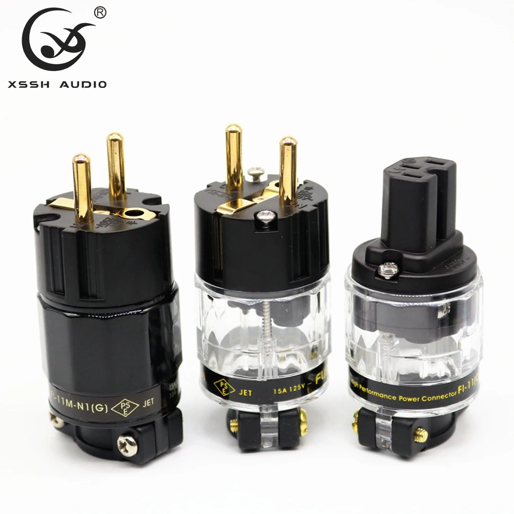 XSSH 오디오 FI-11M-N1 (G) 15A 125V 순수 구리 도금 골드 AC AU NEMA US EU IEC 암 수 전원 커넥터 플러그
