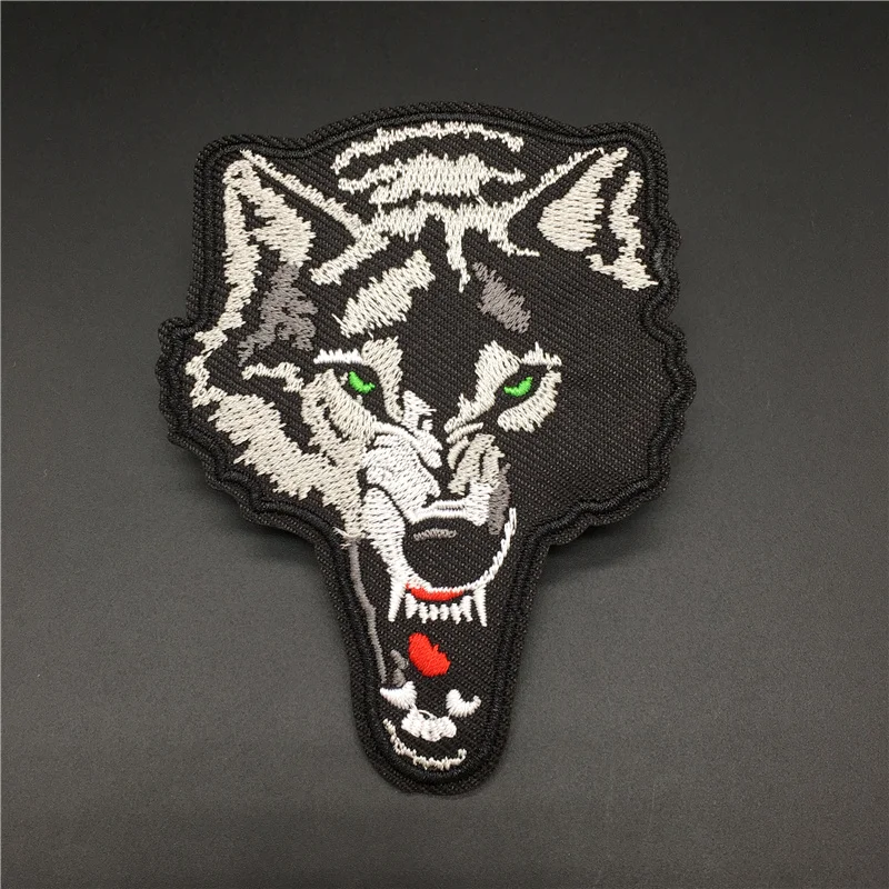 Wolf Embroidery Patch Iron on Stripes for Clothing Appliques Diy Decorative Sewing Badge Stickers on Clothes Jacket  T-shirt