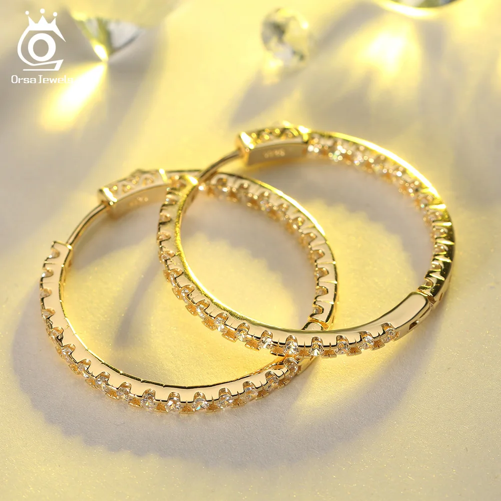 AIYANISHI Real 925 Sterling Silver Classic Big Hoop Earrings Luxury Sona Diamond Hoop Earrings Fashion Simple Minimal Gifts