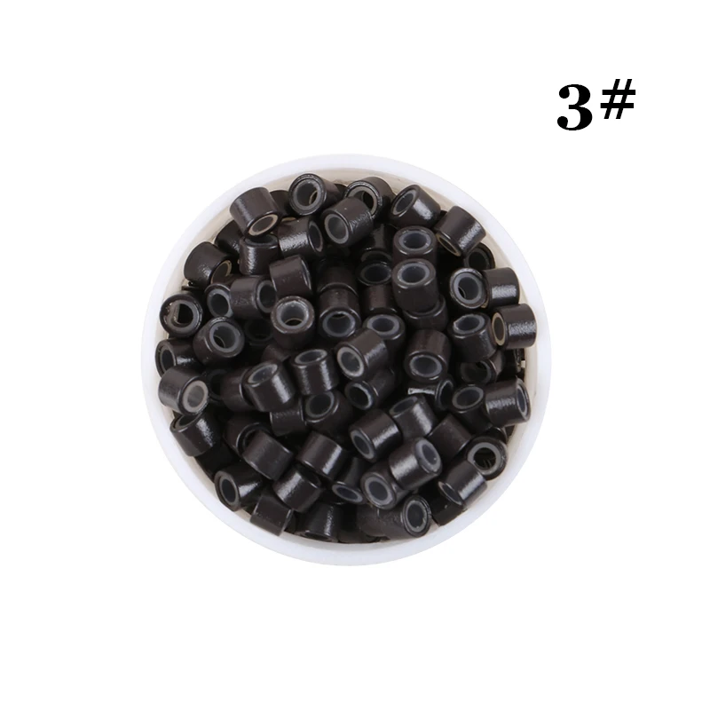 HARMONY 1000 Pieces 4.0*2.0*3.0mm Silicone-Lined Beads Aluminum Micro Rings Tubes Links With Silicone 8 Colors Optional