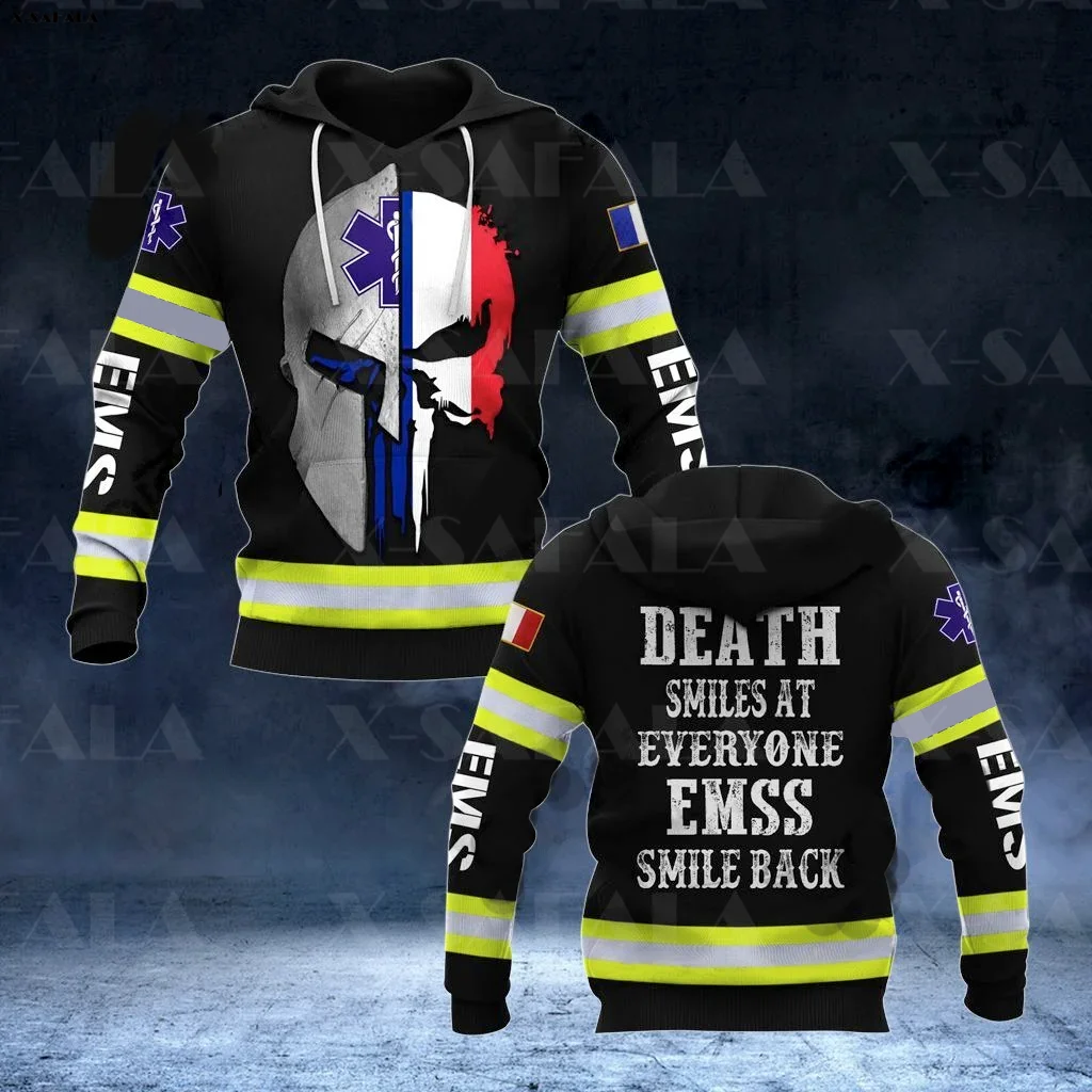 FRENCH Warrior SYMBOL EMS Smile Back 3D Printed Man Female Zipper HOODIE Pullover Sweatshirt Hooded Jersey Tracksuits