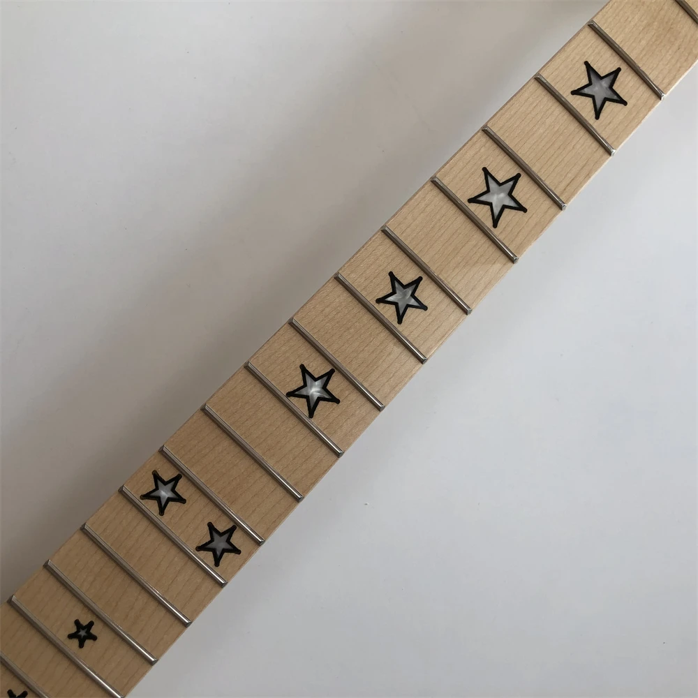 Electric Guitar Neck Maple 22fret 25.5inch Maple Fingerboard Star Inlay Gloss Banana headstock DIY