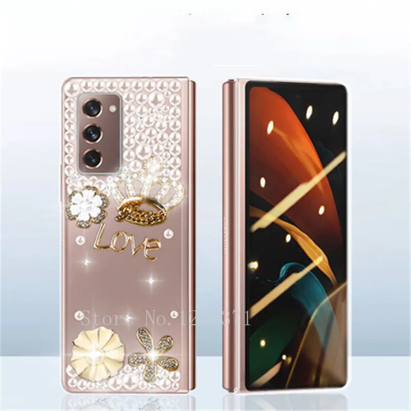 Luxury Fashion DIY Flower Crown bottiglia di profumo Full Bling Crystal Diamond Case Cover per Samsung Galaxy Z Fold 6 5 4 2 3 5G