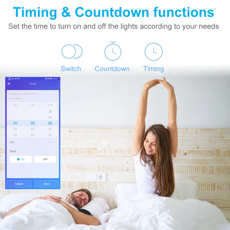 EU 스마트 벽 스위치 소켓, eWelink 앱 무선 제어, 스마트 홈 자동화 인터럽터, 와이파이 알렉사 호환, 2 in 1