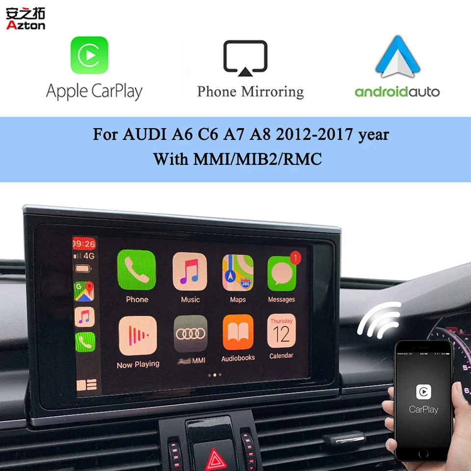 

Apple CarPlay Mirroring Kit For AUDI A6 C6 C7 A7 A8 RMC MMI Android Auto Car Play Front Reverse Camera Adapter