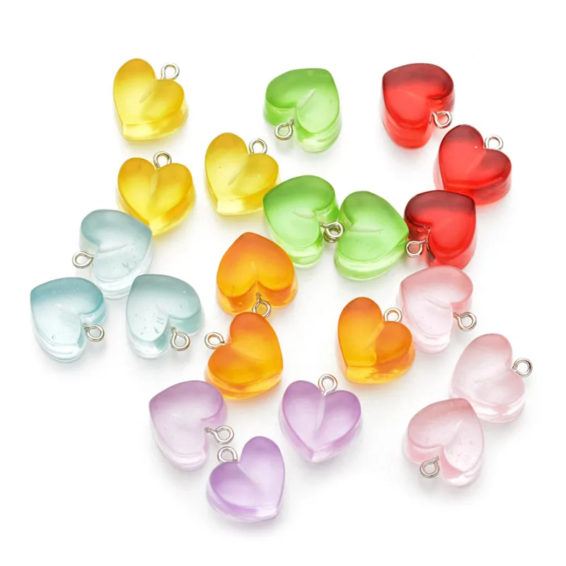 10pcs/lot Resin Simulated Resin Heart Candy Charms Pendant Jewelry Making DIY Necklace Accessories