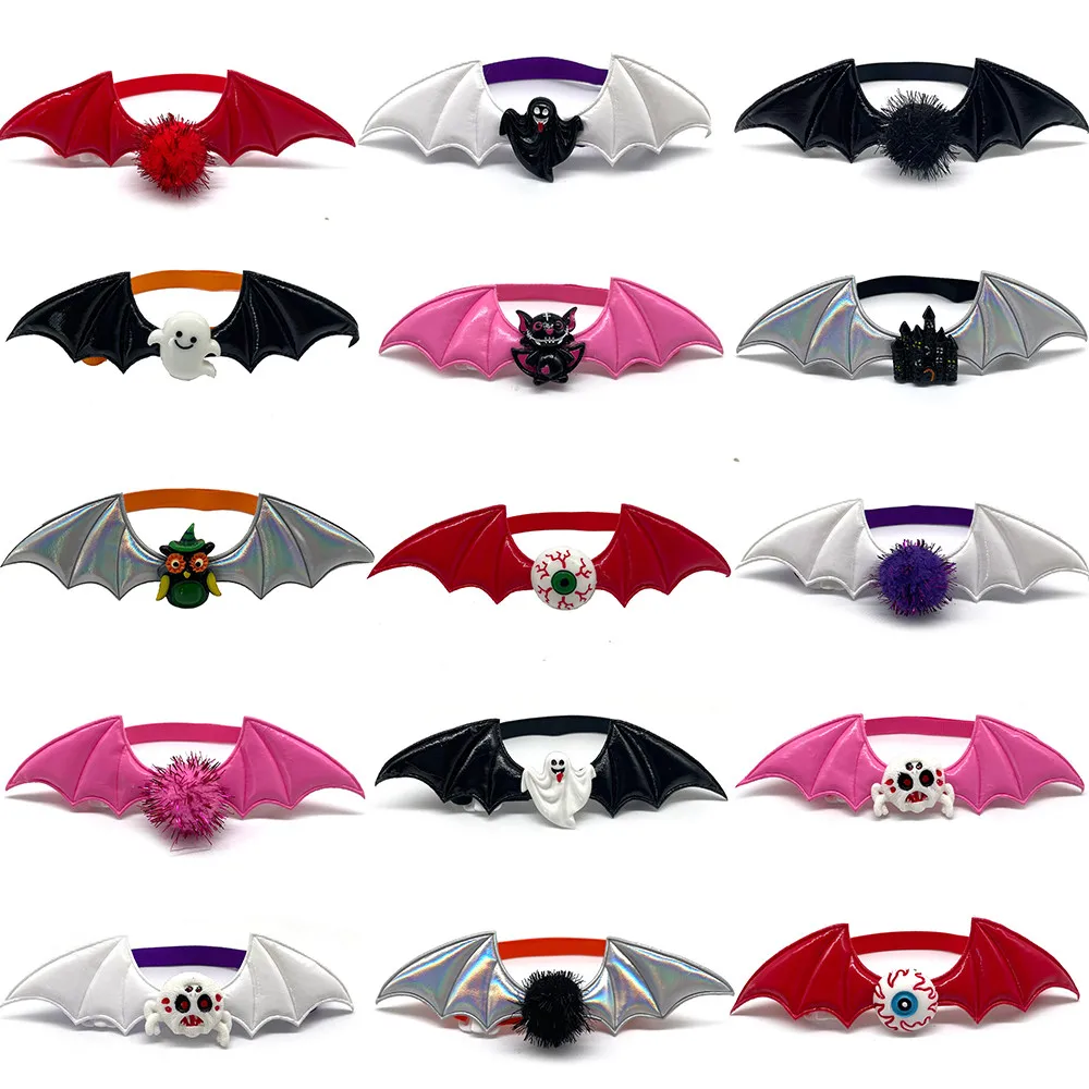 50pcs Halloween Pet Accessories Dog Bandana Pet Dog Hair Bows Small Dog Bowtie Neckties Pet Dog Collar Accessoreis Pumpkin Ties