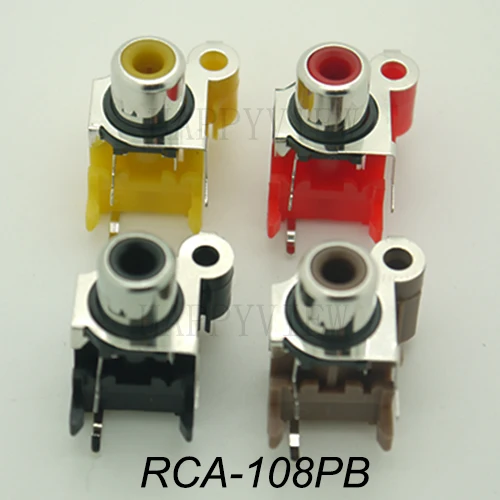 (4PCS/PACK) PCB Mount 1 Position Stereo Audio Video Jack RCA Female Connector one hole RCA-108PB-4