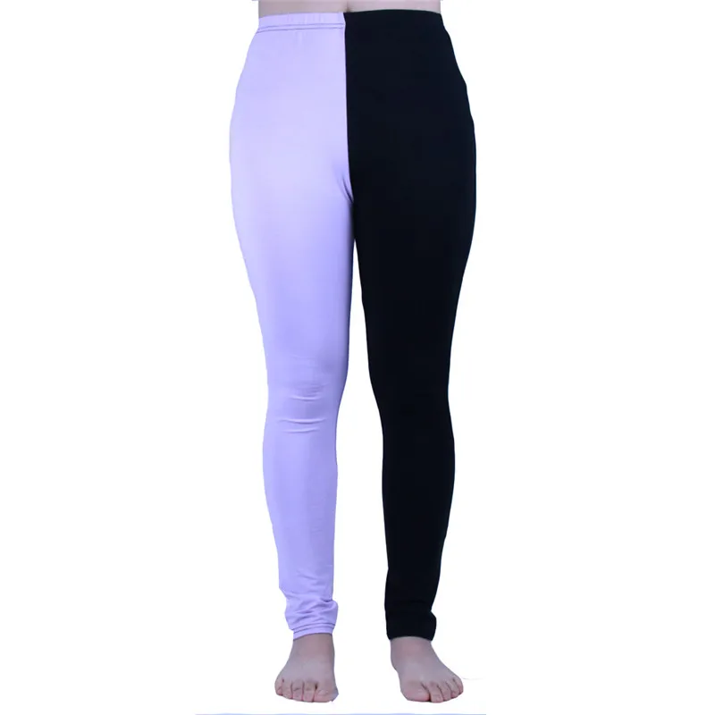 Babbytoro-Two Toned Split Color Leggings para mulheres, calças de treino modal tornozelo, branco e preto, tamanho grande, 7XL, 6XL, 5XL, XS, 2025