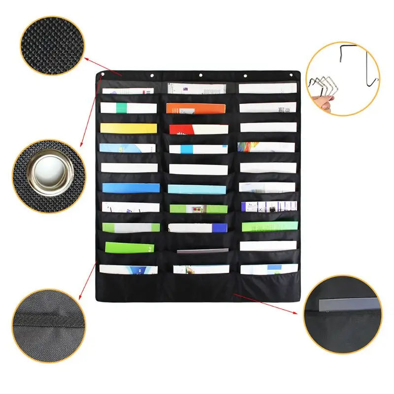 30 Pocket Storage Pocket Chart Hanging Wall File Organize Your Assignments Files