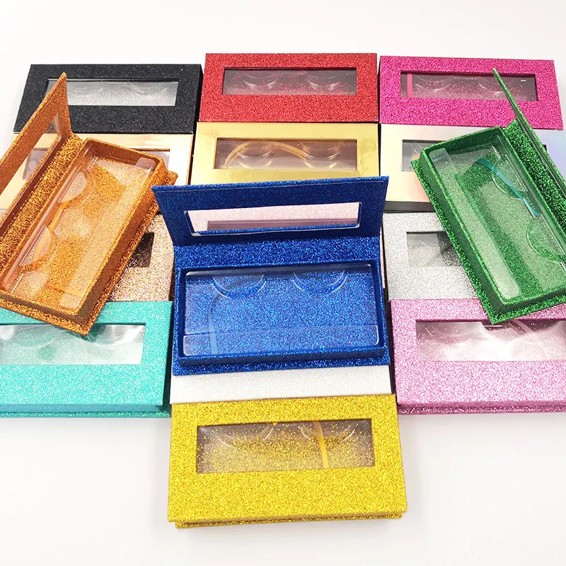 

FOXESJI 5/10/20pcs Eyelash Ppackaging Box Custom Your Logo or Box Fake 3d Mink Lashes Glitter Case Empty Makeup Eyelash Storage