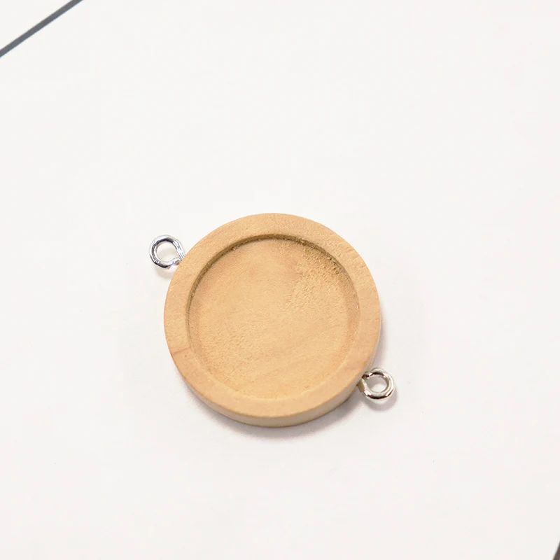 10pcs 12/18/20/25/30 mm Double Connecting ring Wood Cabochon Tray Base DIY Making  Jewelry Components Earring Bracelet Finding