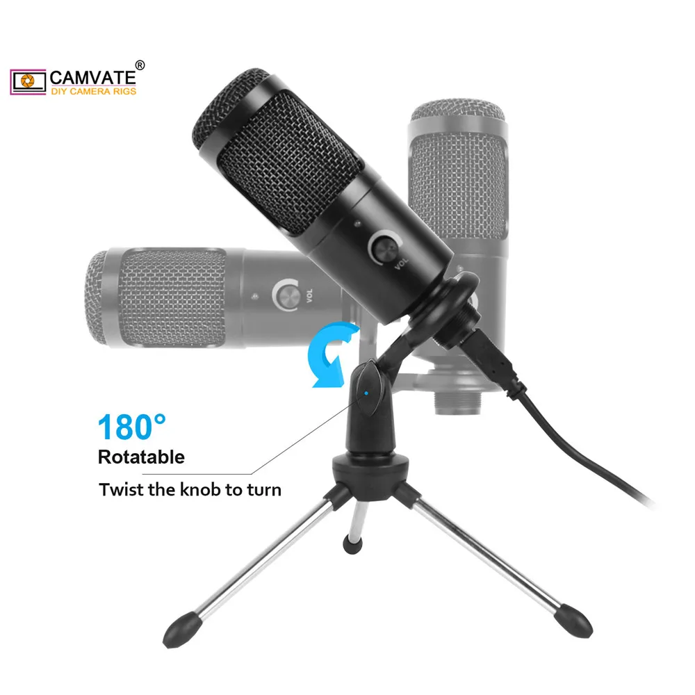 CAMVATE Professional USB Condenser Microphones With Tripod Stand For PC Laptop Gaming Singing Streaming Recording  Studio YouTub