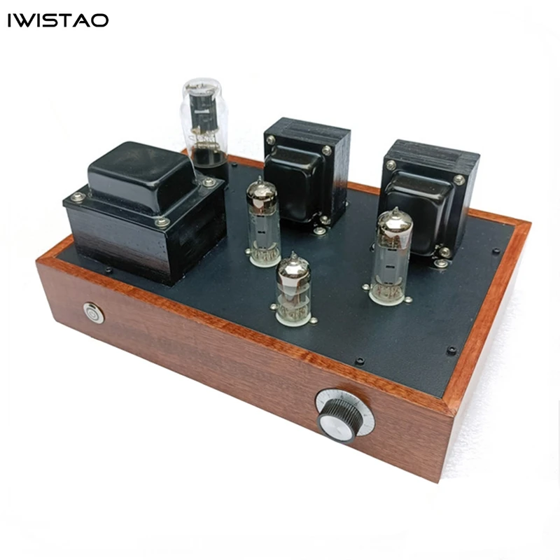 

IWISTAO Single-ended Tube Amplifier 2X3.5W Class A 6N1 Drive 6P14 5Z4P Rectifier Scaffolding Soldering Solid Wood Case 115/220V