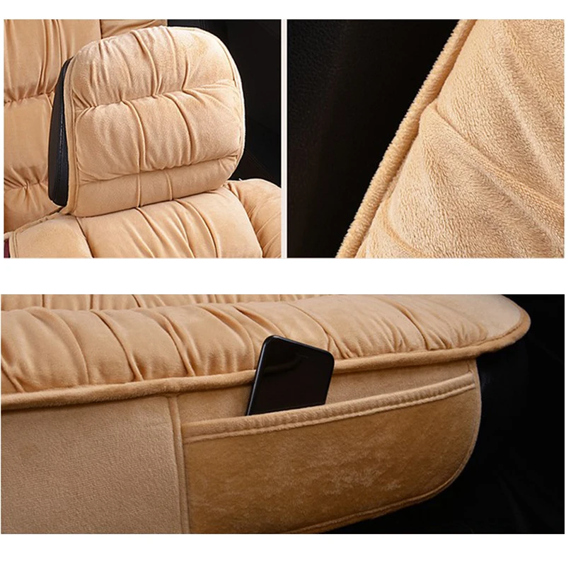 Warm Car Seat Cover Universal Winter Plush Cushion Faux Fur Material For Car Front Rear Seat Backrest Protector Mat