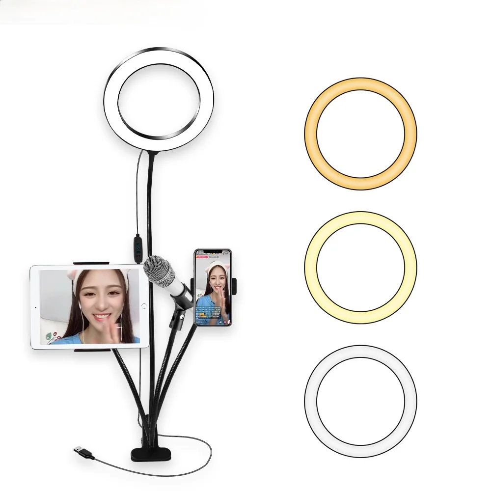 Pied De micro 26CM LED Photographie Éclairage Ciseaux Bras et Montage Sur Table Flexible multifonction Vivre Blogueurs Vidéo