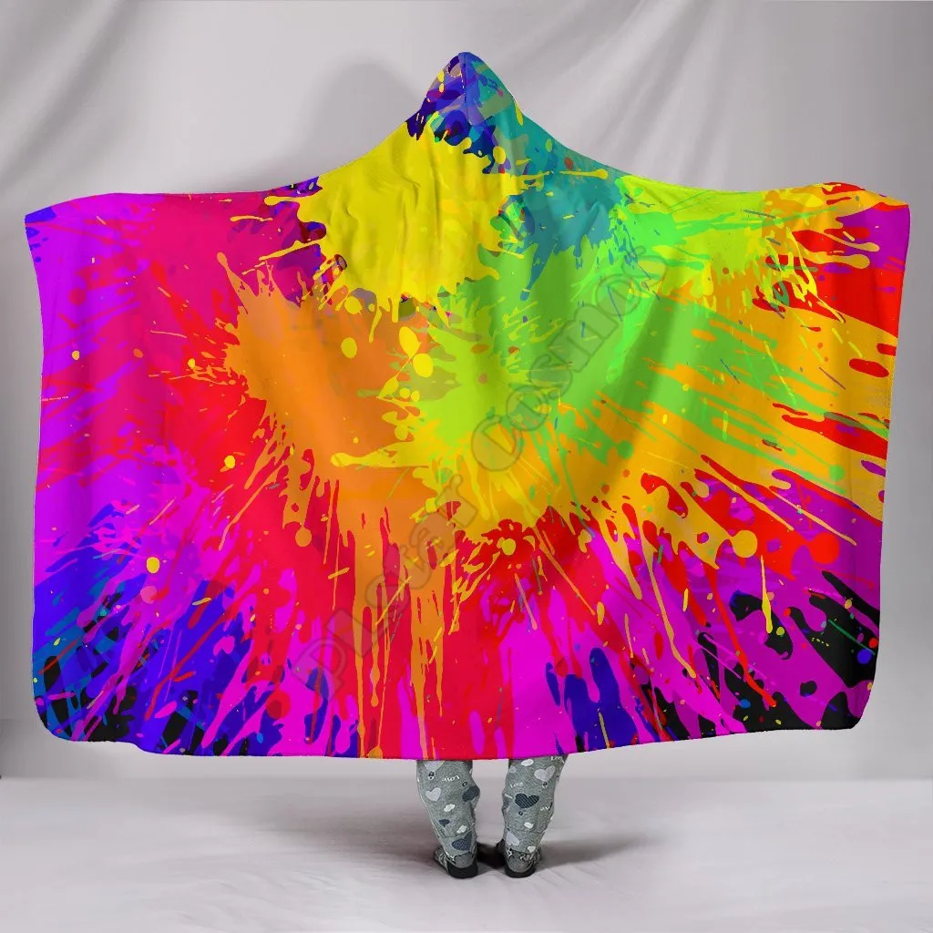 

Colorflu Paint Splatter Abstract Art 3D Printed Wearable Blanket Adults For Kids Various Types Hooded Blanket Fleece blanket