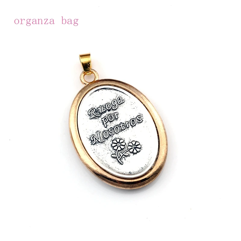 10Pcs Two-Tone San Judas Tadeo Dangle Charm Beads Fit Pendant Necklace DIY Jewelry Christmas Gift 30x50mm A-561a