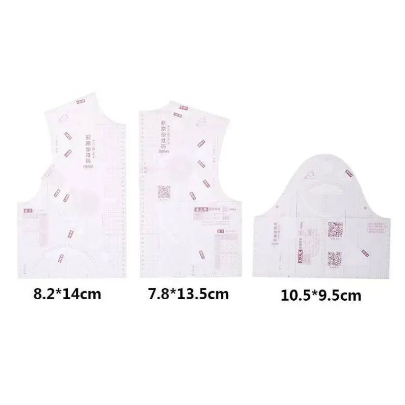 3Pcs/Set 1:3 Mini Fashion Sewing Design Ruler Clothing Pattern Design Drafting Tools Garment Pattern Prototype Rulers