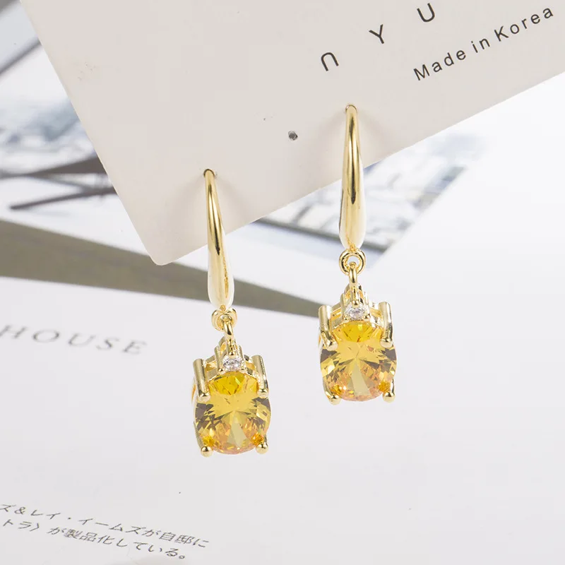 DIWENFU-pendientes De gota De oro amarillo De 14 quilates para Mujer, joyería De oro Real, pendientes De gota De piedras preciosas De Topacio