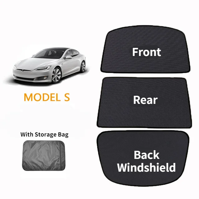 Auto Glasdach Sonnenschutz für Tesla Modell s 2014-2018 vorne hinten offen Schiebedach Windschutz scheibe Schatten Netz UV-Schutz Innen abdeckung – Detail 12