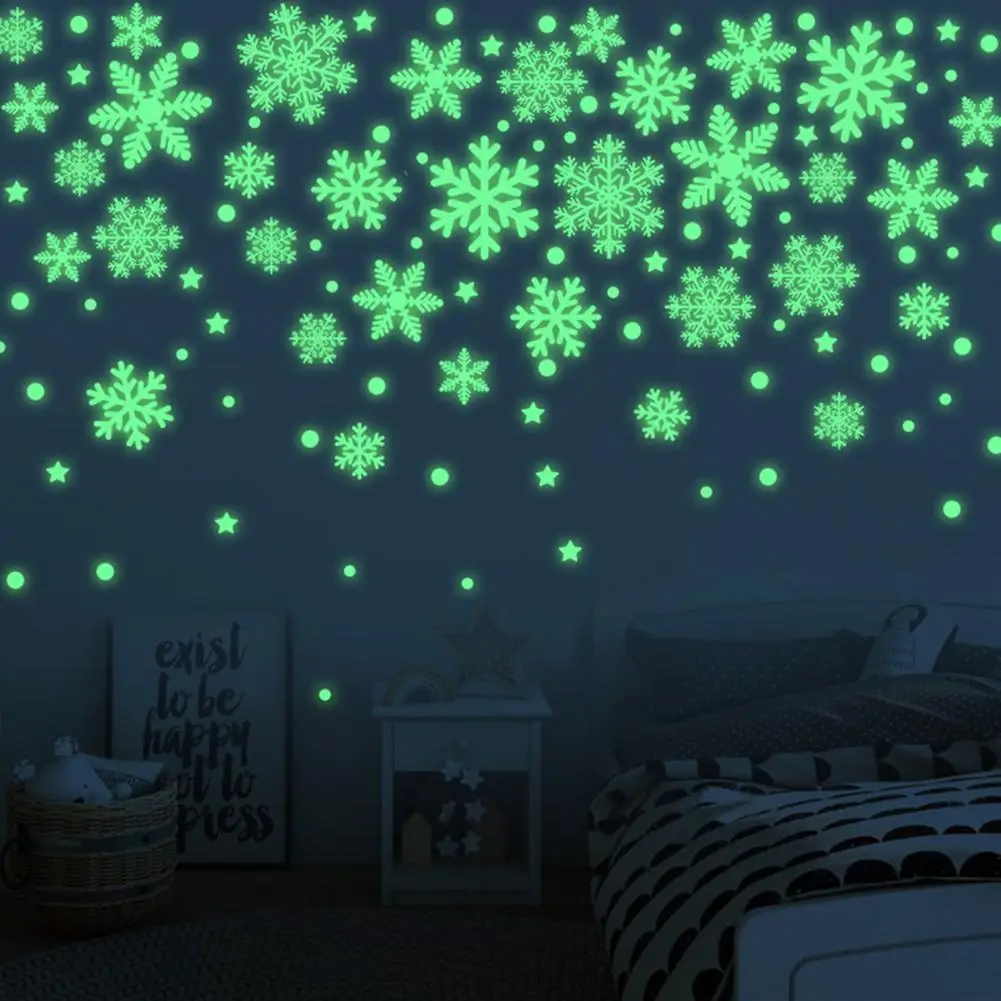 Luminous Snowflake Electrostatic Sticker Window Christmas Wall Stickers Kids Room Home Decoration New Year Wall Stickers Decor