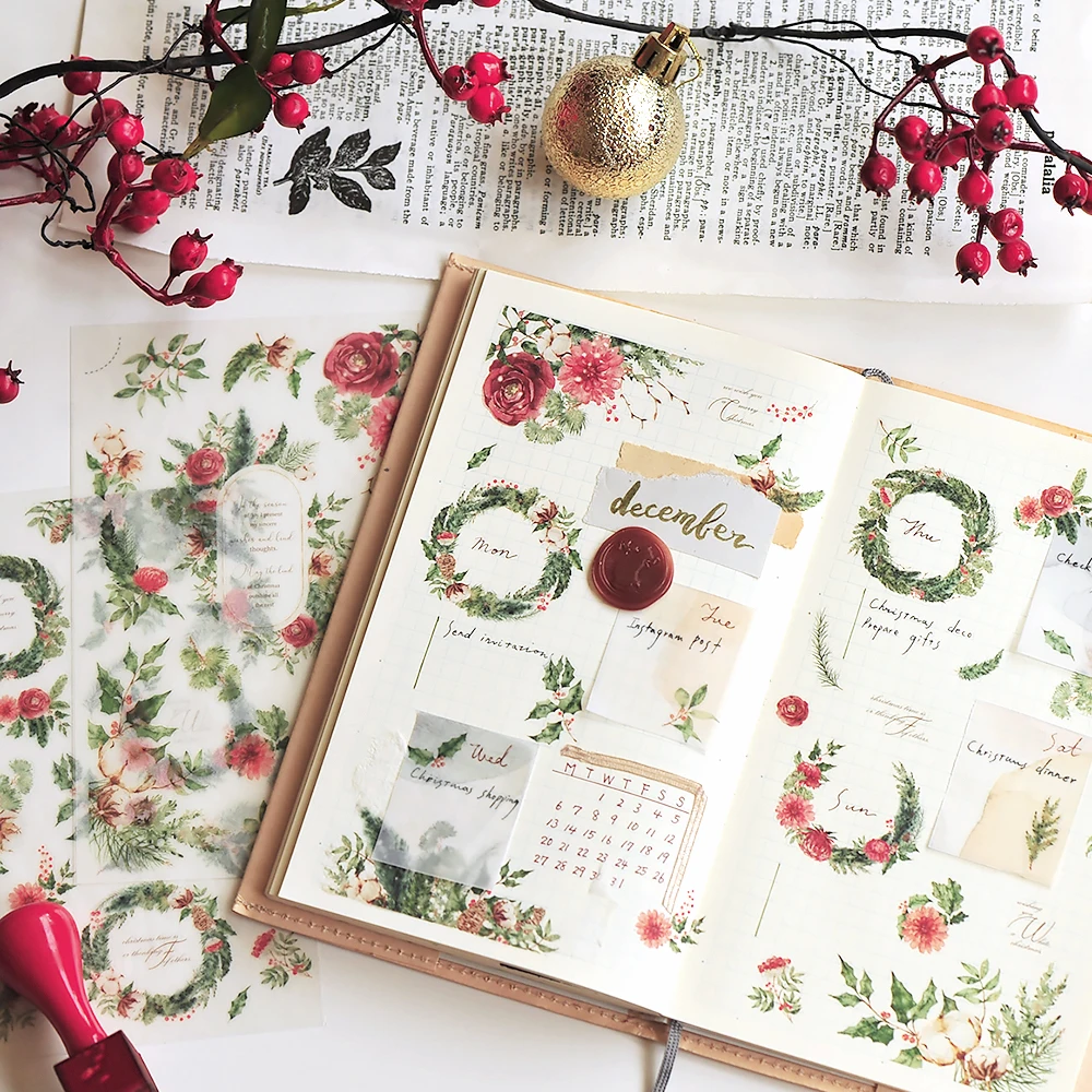 MU – autocollant de transfert de noël, édition limitée d'hiver, rétro, matériel pour compte à main, décoration pour Scrapbook