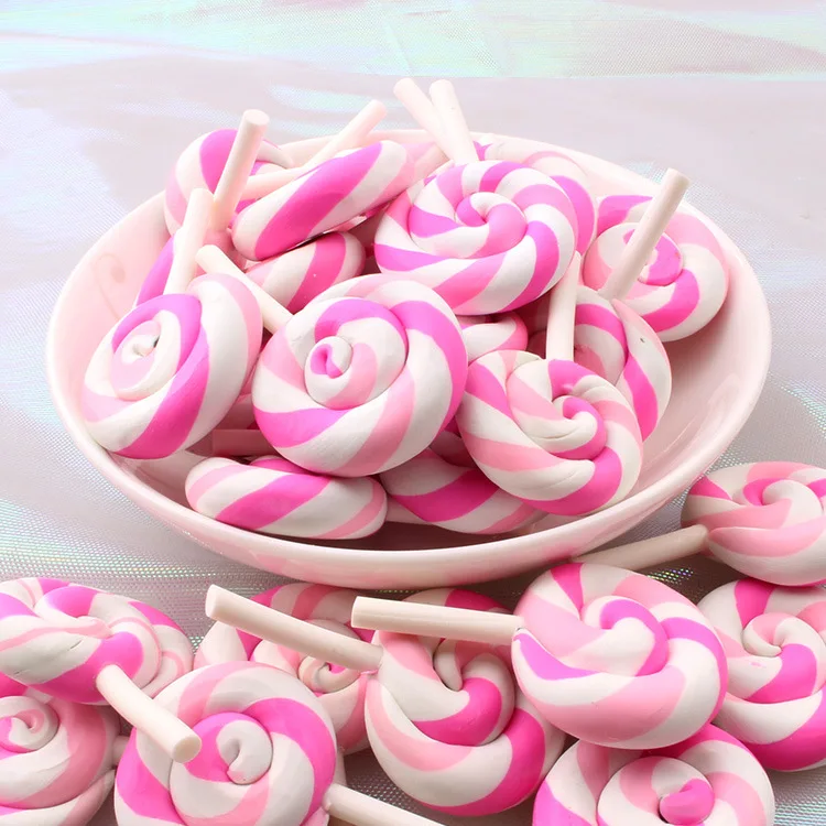 Clay Lollipop Charms for Crafts Making, Resin Candy Accessories, DIY Jewelry, Hot Selling, New Arrival, 5 Pcs