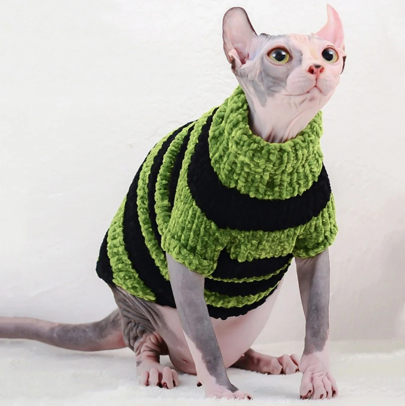 Cat Clothes Winter Warm Soft Handmade Cats Knitted Sweater Sphynx Cat Hoodies Pullover Sphinx Kitten Chihuahua York Costumes