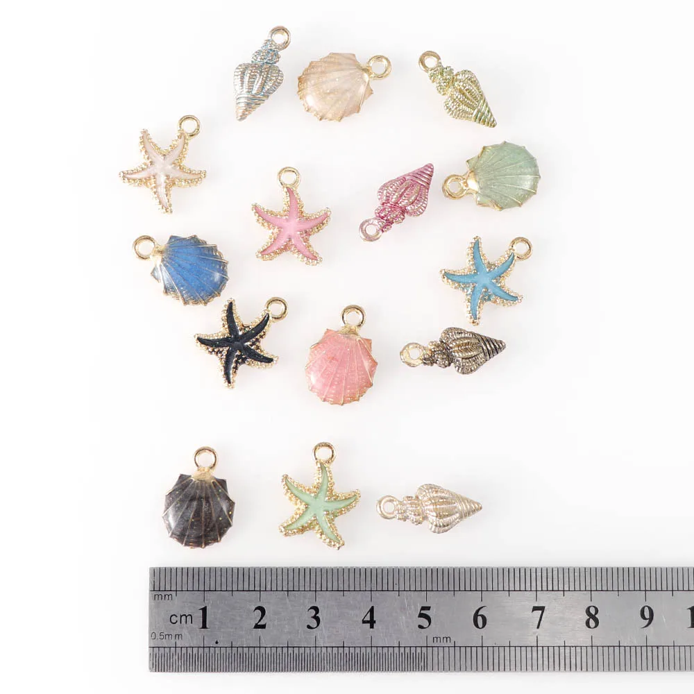15/30PCS A+ Fashion Metal Alloy Ocean Shell Christmas Charm Decor Set  Pendant Drop Ornaments Hanging DIY Decoration