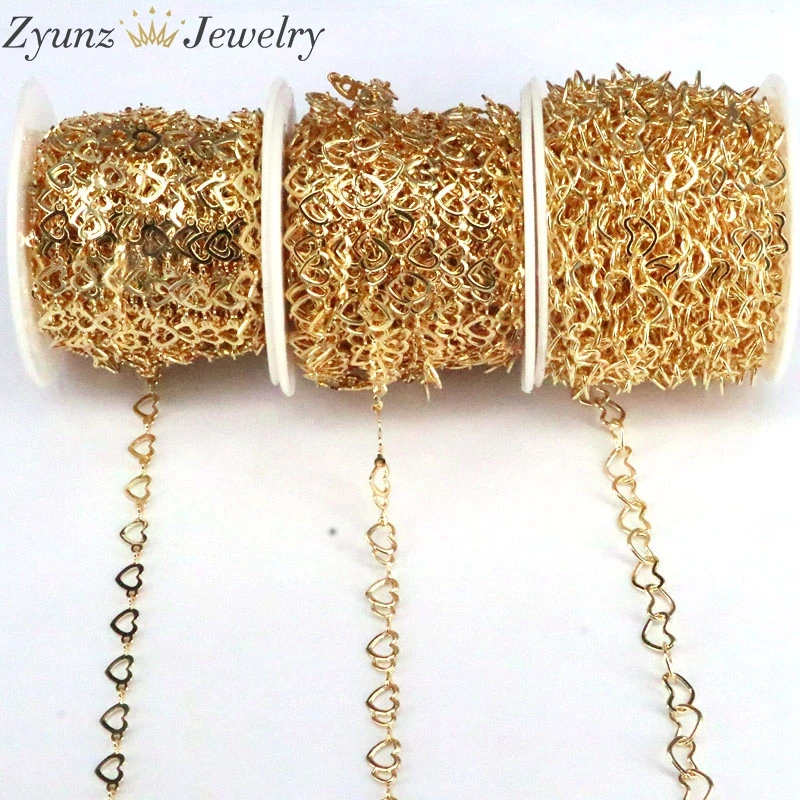 10 Meters, Gold Color Handmade Hollow Love Diy Chain Necklace Jewelry Making Findings DIY Supplies Wholesale Lots Bulk