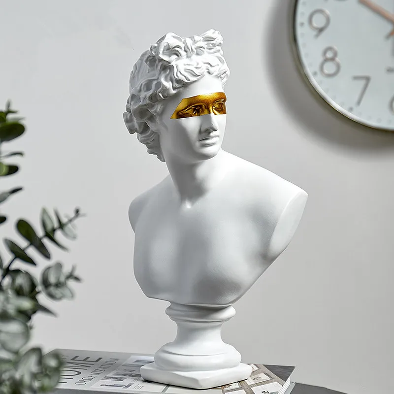 Home Decoration Accessories David Head Resin Statue Europe Abstract Modern Apollo Sculpture Statue For Home Decoration Ornaments