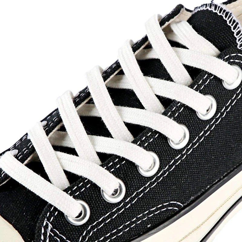 Schuhbänder für Schuhe, Canvas, klassisch, weiß, doppelt gewebt, aus Baumwolle, flach, für Damen-Sneaker, Schuhbänder, Sportbänder. – Detail 10