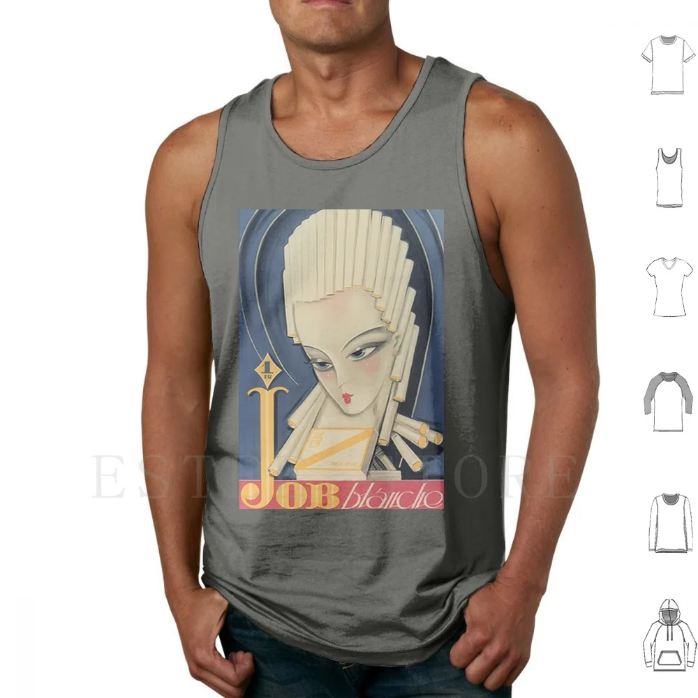 Noel Fontanet-Cigarrillos Job Blanche, 1930, Art Deco Poster Camisetas sin mangas Chaleco sin mangas 1920 1930 Anos de los años 30 Arte Arte
