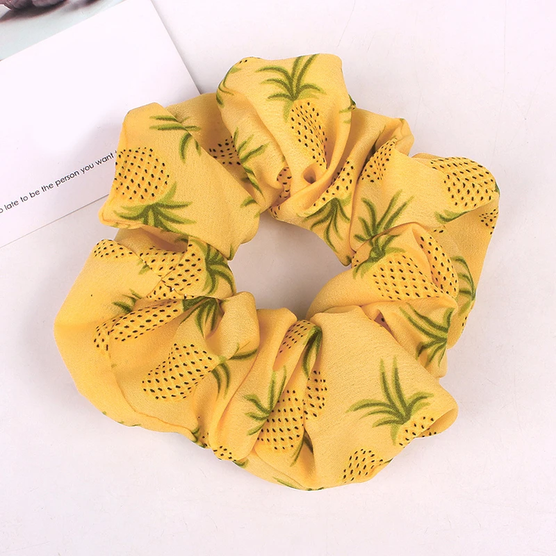 Korean Women Hearwear Girls Hair Tie Elastic Hair Bands Lady Scrunchies Ponytail Holder Rope Pineapple Print Hair Accessories