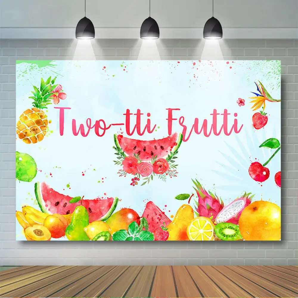 

Twotti Frutti Backdrop Girls Summer Second Birthday Party Decor Summer Watercolor Tutti Fruity Birthday Background Banner