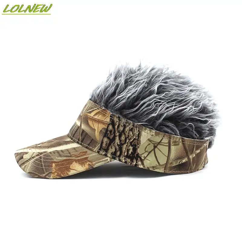 Men Cap Hat Casual Camouflage With Spiked Hairs Wigs Visor Hat Sunshade Adjustable Sun Visor Baseball Cap  Baseball Hip Hop Hats