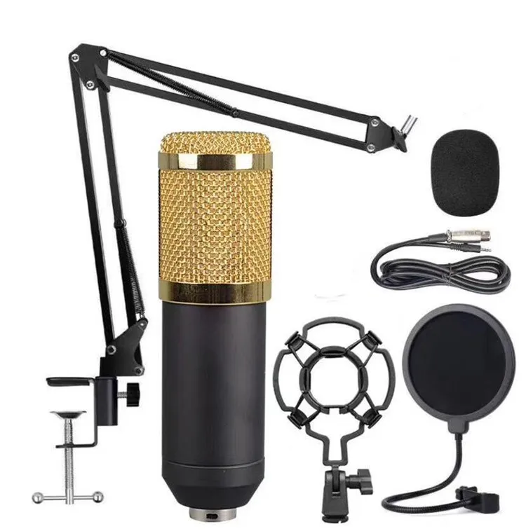 BM 800 USB Condenser Microphone XLR Full Set with Stand and Pop Filter for Computer Studio Recording