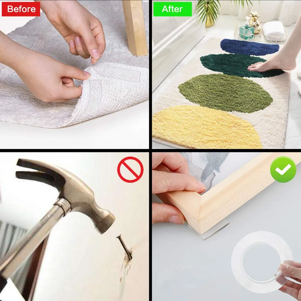 شريط نانو 1/2/3/5 متر شريط لاصق مضاد للمياه قابل لإعادة الاستخدام شفاف شريط نانو مستلزمات المطبخ والحمامات