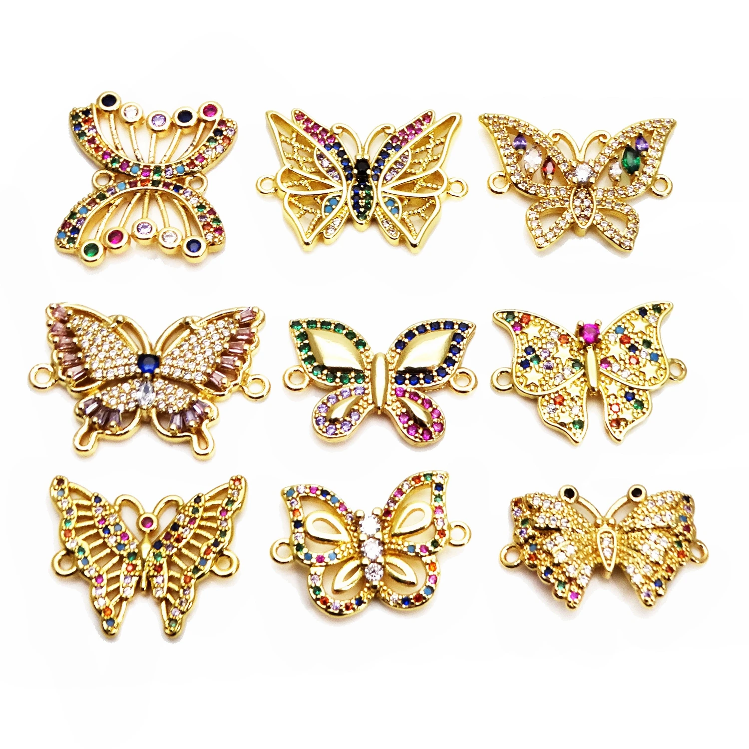 Micro zircon inlaid butterfly hand card accessory Link bracelet  Hand catenary connection for Jewelry Making accessories