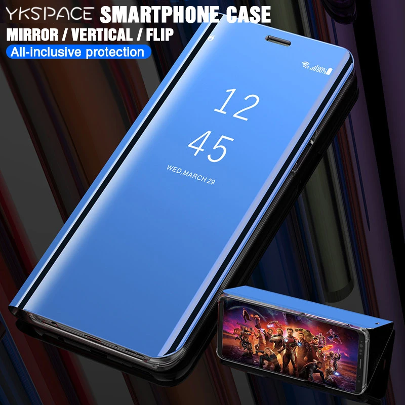 Mirror Clear View Flip Stand Case For Samsung Galaxy S8 S9 S10E S10 S20 FE S21 S22 S23 Note 8 9 10 Plus 20 Ultra Holder Cover