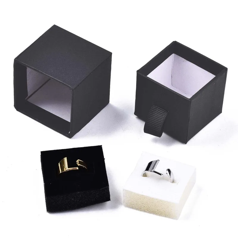 24pc Cardboard Jewelry Box Square Drawer Jewelry Organizer with Flower Pattern Pull-out Gifts Boxes for Ring Box Paper Container