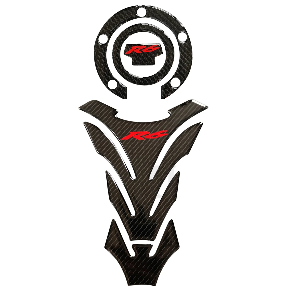 For Yamaha R6 YZFR6 YZF600 2003 2004 2005 Tank Pad Gas Cap Cover Triple Clamp Protector Sticker Carbon Fiber Motorcycle Decal