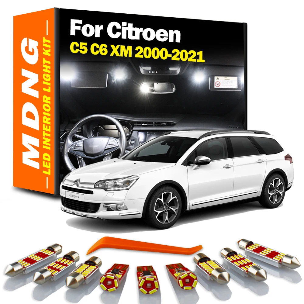 MDNG Canbus LED Interior Map Dome Reading Trunk Light Kit For Citroen C5 C6 XM 2000-2018 2019 2020 2021 Vehicle Bulb Error Free