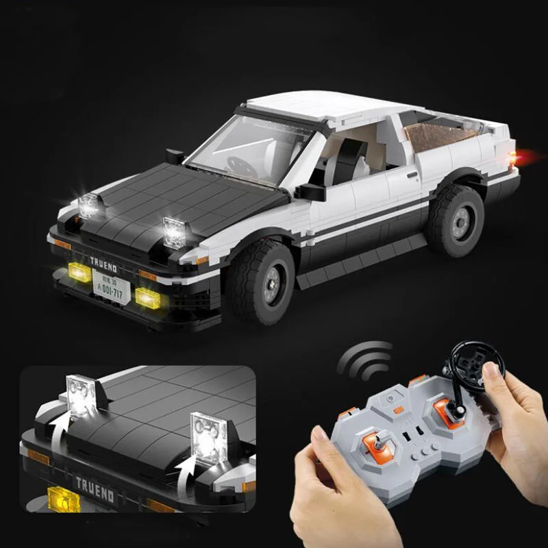 

1234pcs High-tech RC Block Car AE86 FD3S Drift Racing Model Remote Control Speed Chapins Building Blocks Children's Toy Car