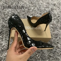 12cm Shoes Sexy Womens Pumps Black High Heel Shoes Pointed Toe Party Dress Stiletto Heels plus size 35-42