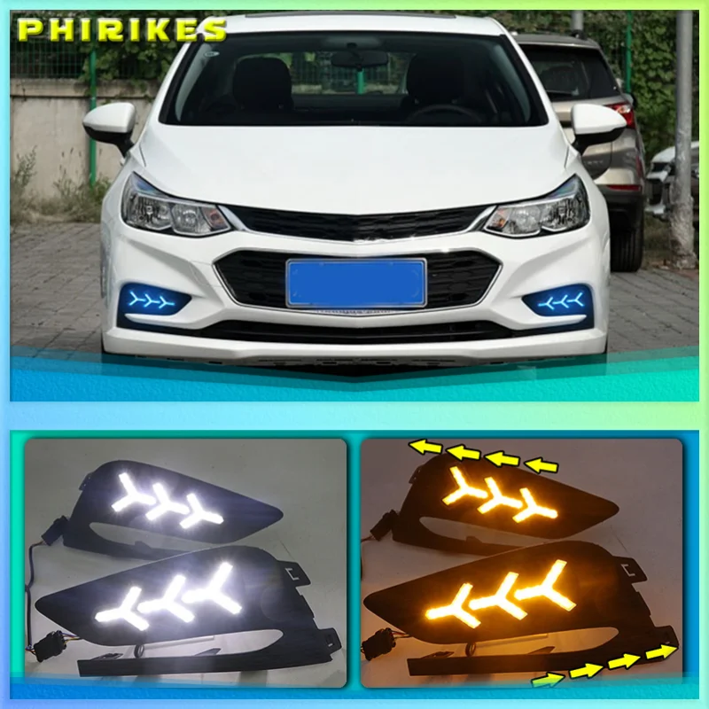 

2Pcs DRL For Chevrolet Cruze 2016 2017 2018 Daytime Running Lights fog lamp cover headlight 12V Daylight signal for Chevy