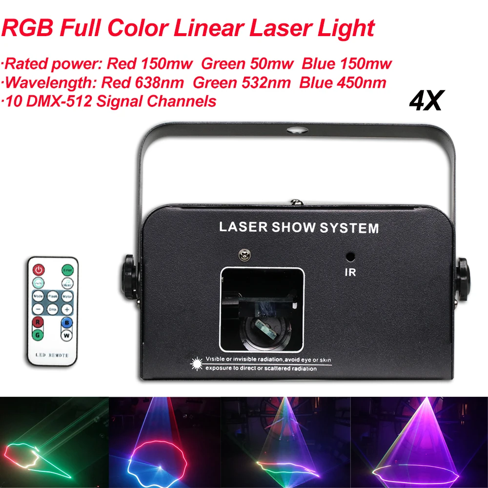 

4Pcs/Lot RGB Full Color Linear Laser Light DMX512 Scan Projector DJ Disco Show Stage Effect Lighting With Remote Control Sound